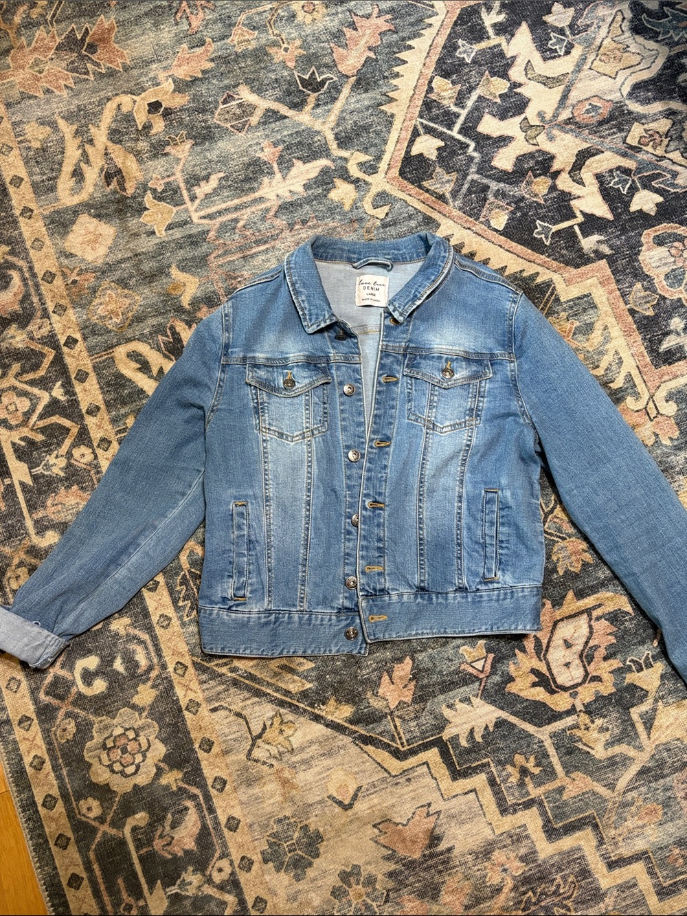 Love Tree Light Blue Denim Jacket - Faded Blue